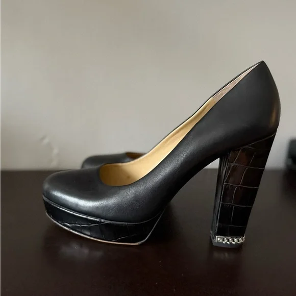 Michael Kors Black Croc-Embossed Heels - Picture 2 of 5